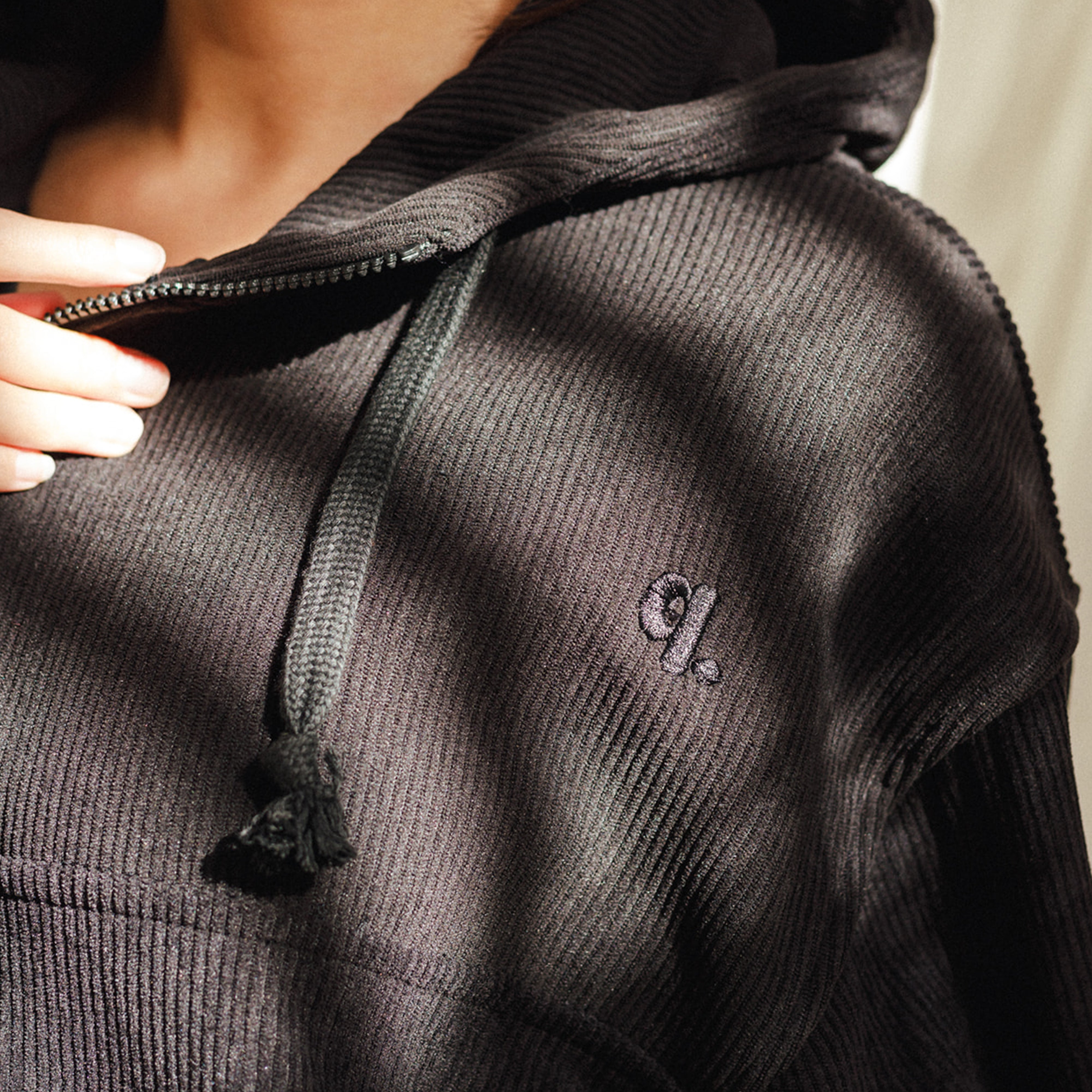 Black Corduroy Hoodie