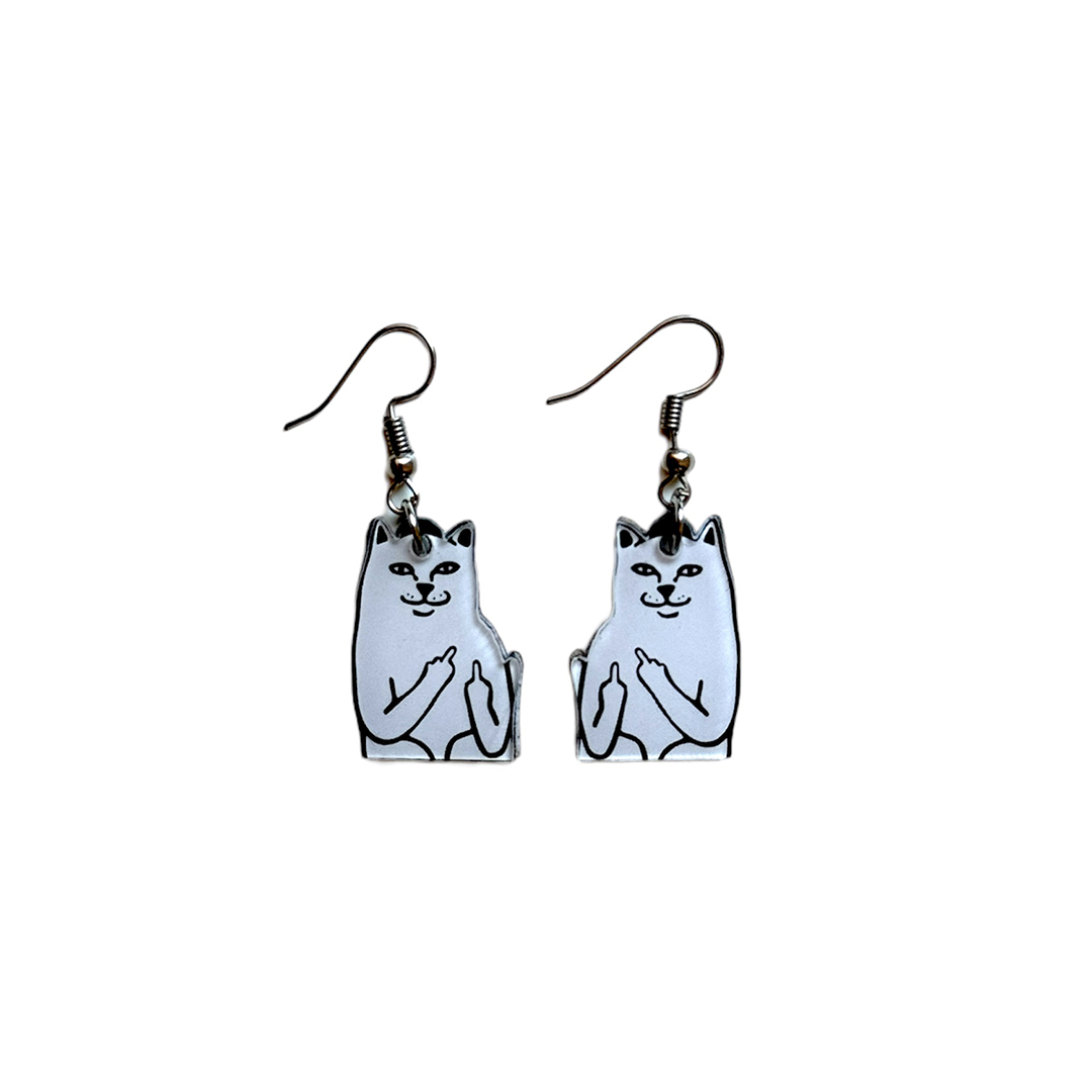 Mid-Finger Cat Acrylic Earring - theqaafshop