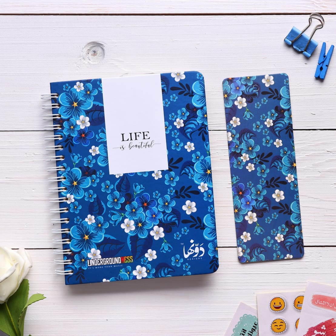 Blue Flowers Notebook - theqaafshop