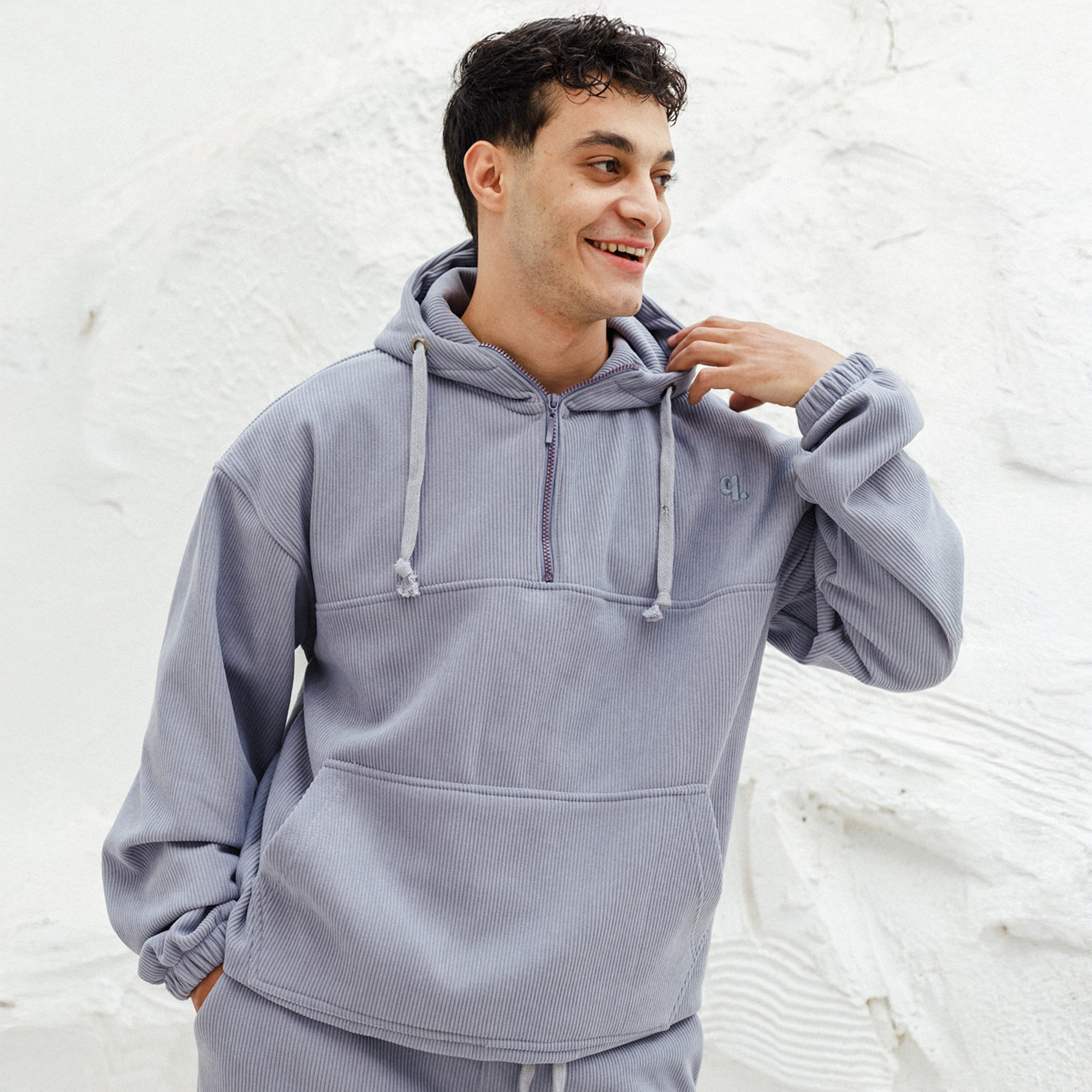 Grey corduroy Hoodie